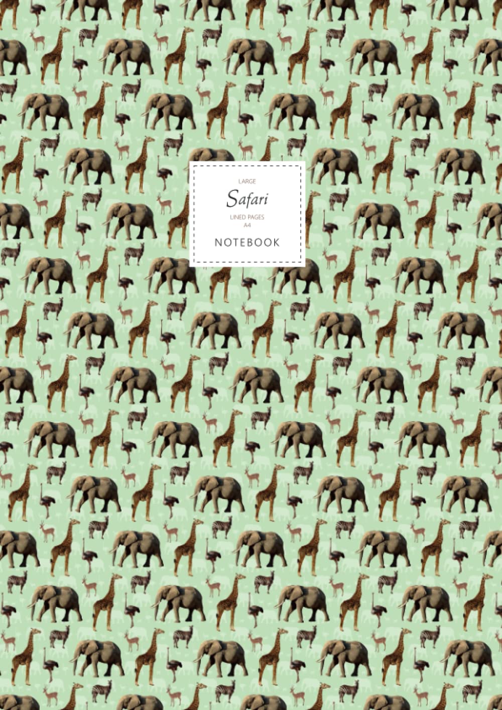 Safari Notebook - Lined Pages - A4 - Premium: (Green Edition) Fun Animal Notebook 192 lined pages (A4 / 8.27x11.69 inches / 21x29.7cm)