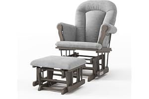 Child Craft Cozy Glider Rocker and Ottoman Set, Padded Cushion with Convenient Storage Pockets, Solid Wood Base & Frame (Dapp