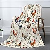 Cozy Cute Chicken Printed Flannel Blanket - Lightweight & Soft Throw for Kids, Adults, Couch, Bed, Sofa 50"x40"