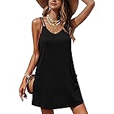 Ekouaer Women's Bathing Suit Cover Up Sleeveless V Neck Swimsuit Coverups Summer Swimwear Beach Cover Ups with Pockets