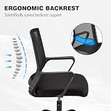 T-THREE Adjustable Ergonomic Office Chair Black Mesh Back 360° Swivel Lumbar view 5