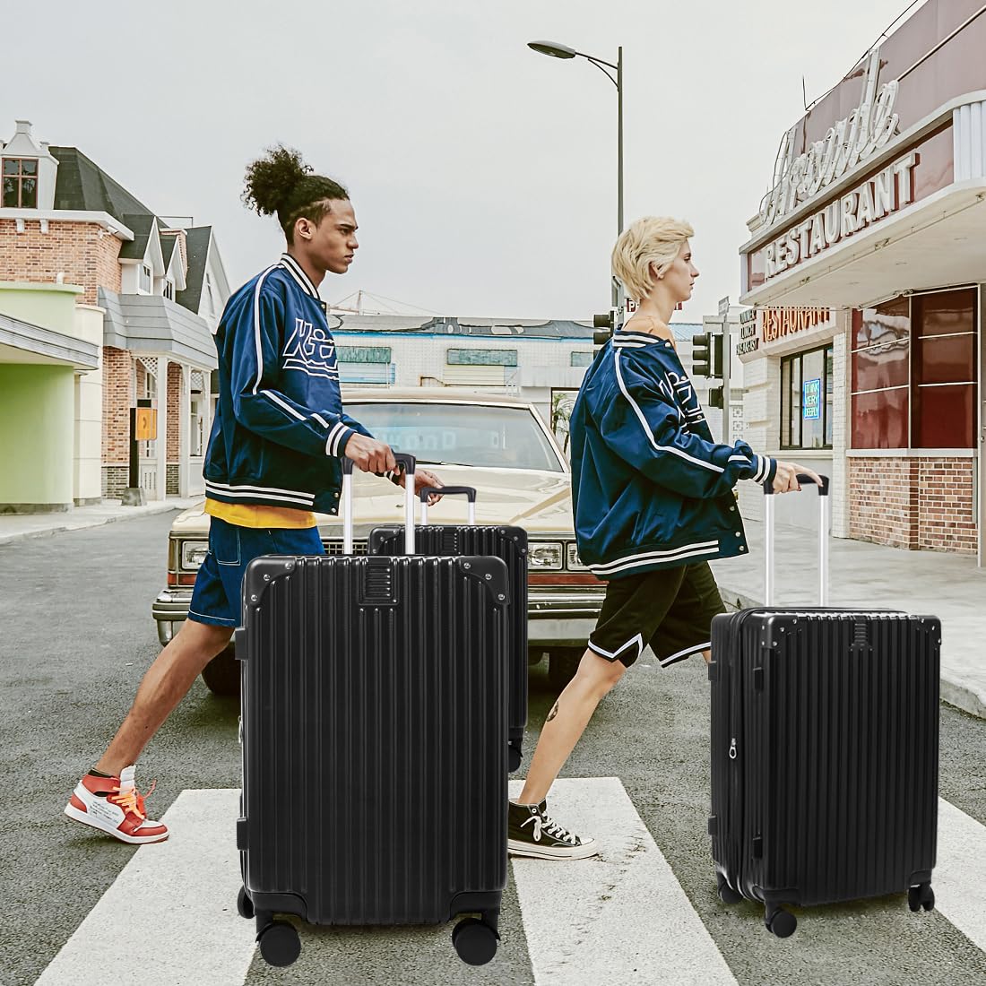 SONSENAI 3-Piece Expandable Luggage Set Suitcase in Classic Black -Double Wheel Stability & Secure TSA Locks(20in24in28in)