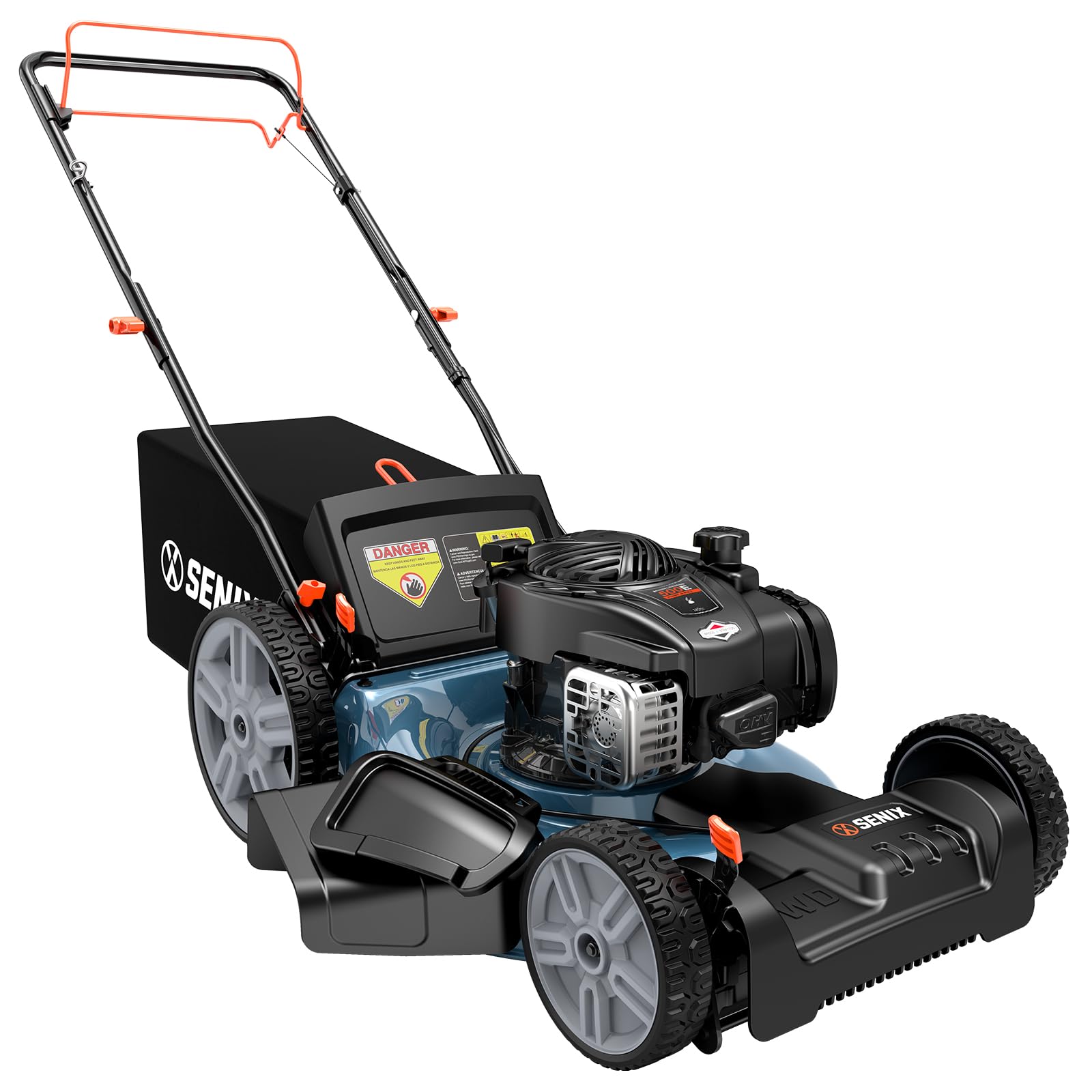 Photo 1 of SENIX LSSG-M9 21-inch Gas Self-Propelled Lawn Mower - 140 cc 4-Cycle Briggs & Stratton Engine, Bagging, Mulching, and Side Discharge, 6-Position Lever Height Adjustment