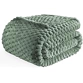 Bnuitland Sage Green Flannel Throw Blanket (50X40 inches), 300 GSM Fleece Cozy Warm Soft Lightweight Bed Sofa Blanket for Babys and Pets, Suitable for All Seasons
