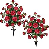2 Packs 35.4" Artificial Camellia Tree Outdoor, 3FT Fake Flower Trees UV Resistant Faux Bushes Outdoor for Patio Porch Garden Indoor Flower Pots Home Decoration (Red)