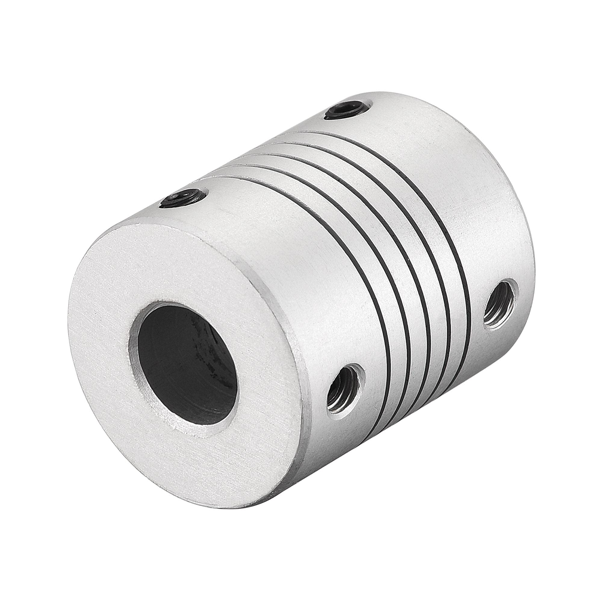 sourcing map 12mm to 10mm Aluminum Alloy Shaft Coupling Flexible Coupler Motor Connector Joint L30xD25 Silver