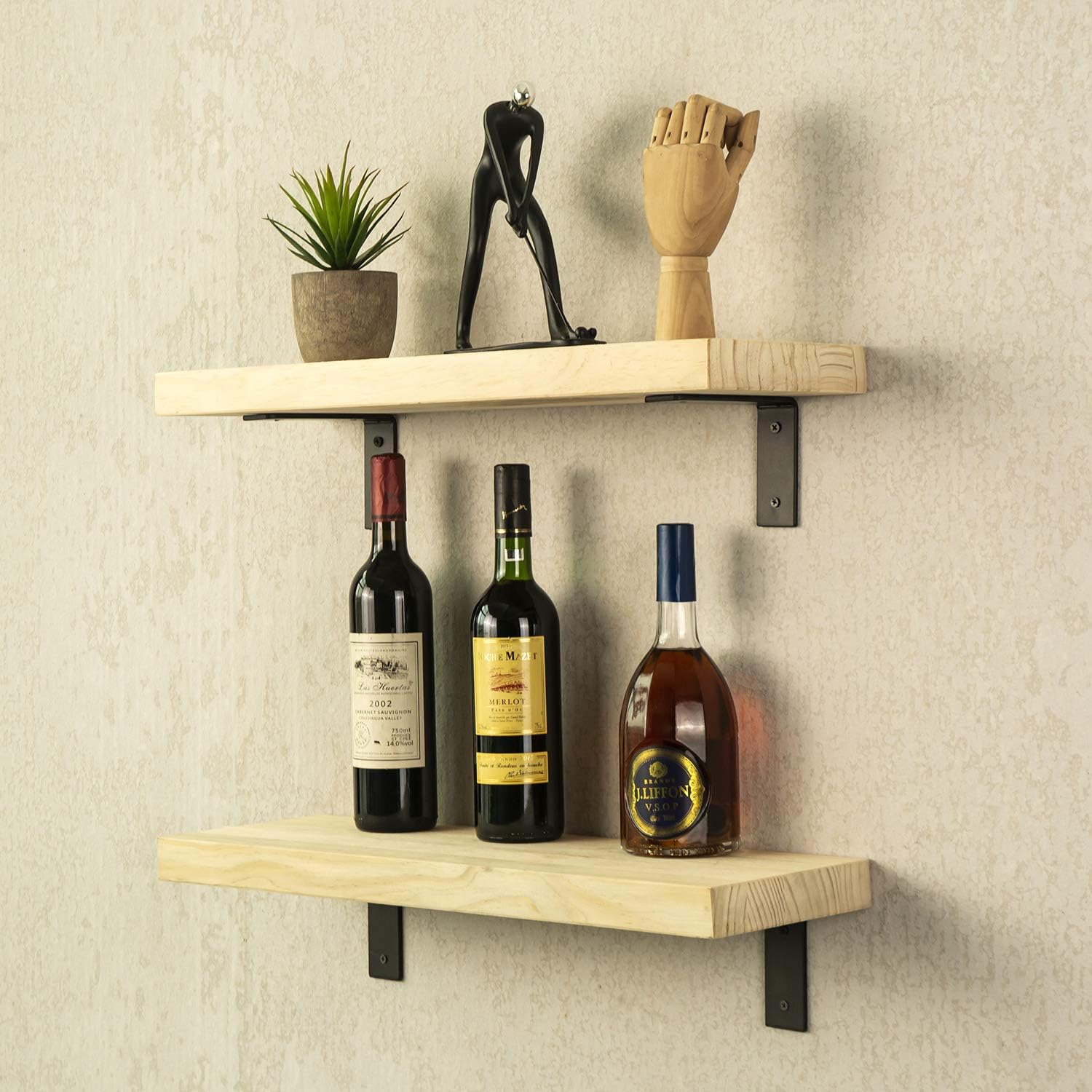 URANMOLE Heavy Duty Floating Shelf Brackets 4 Inch - Rustic Black Iron Metal Wall Support for DIY Open Shelving - 4 Pack (6”x10”): Home Improvement