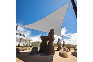HOMA 5' x 5' x 7' Grey Sun Shade Sail Triangle Canopy, 95% UV Blockage Awning Shelter Fabric Cloth Screen for Patio Outdoor Backyard - Heavy Duty Commercial Grade (Custom Size - Made in USA)