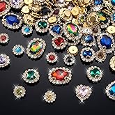 160PCS Sew on Rhinestones for Jewelry Costumes with Light Gold Plated Claws Sewing Glass Crystals Gems for Necklaces Brooches Dress Hair Bows Hats Decor