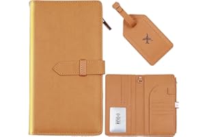 Deziliao Passport Wallet for Men and Women, Mulit-purpose RFID Blocking Passport Holder Travel Wallet, Passport and Vaccine Card Holder Combo, Travel Essentials Passport Cover Case（Brown）