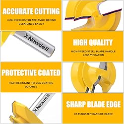 Newdeli 3PCS 45 Degree Lock Miter Router Bit Set