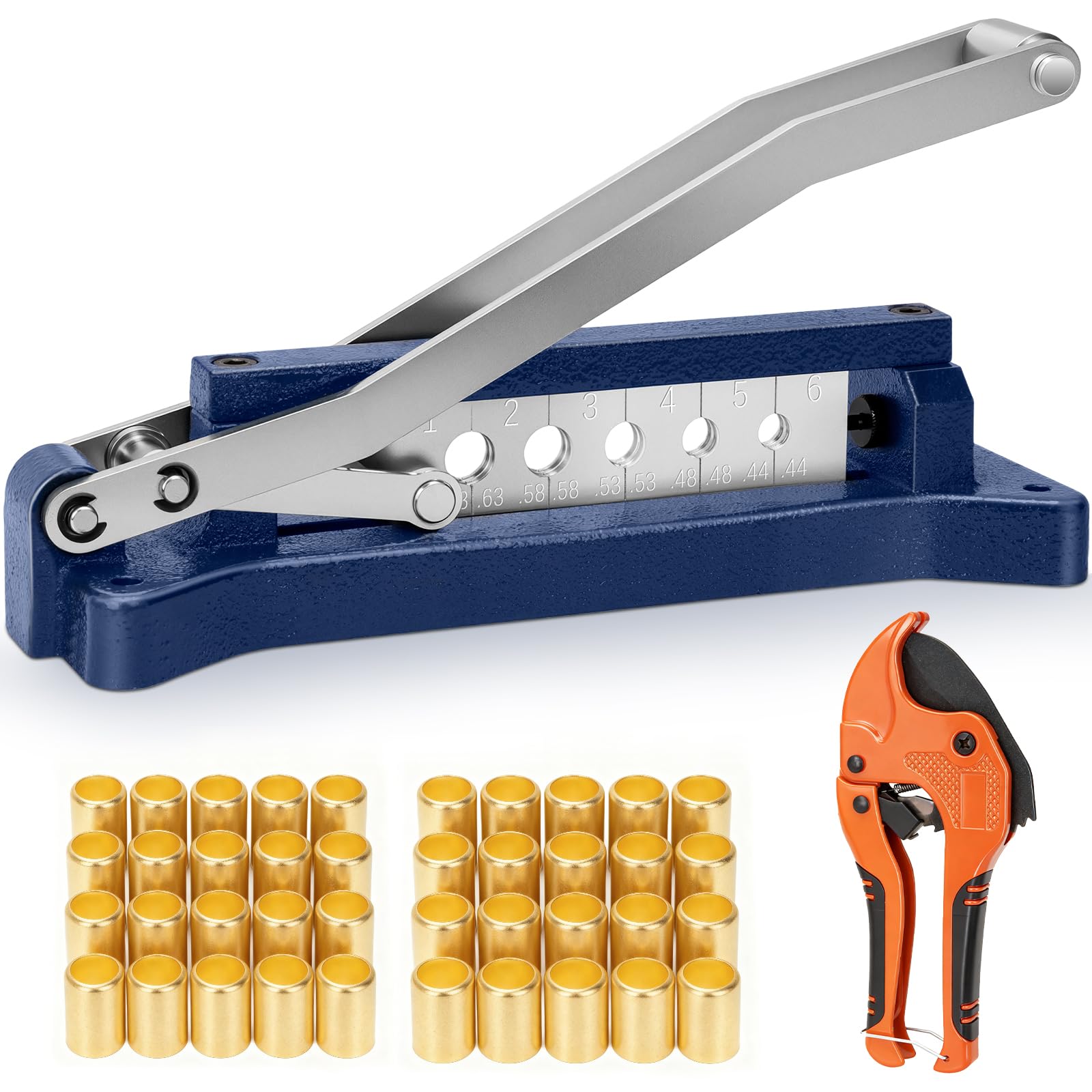 Photo 1 of ***DAMAGED - SEE NOTES/PICTURES***Heavy Duty Ferrule Crimping Tool, Standard Air Hose Repair Kit with 40 Ferrules Fittings and Pipe Cutter, Hose Crimper Tool for 1/4, 5/16, 3/8 inch ID PVC Rubber Hoses, Air Hose,Torch Hose Crimper