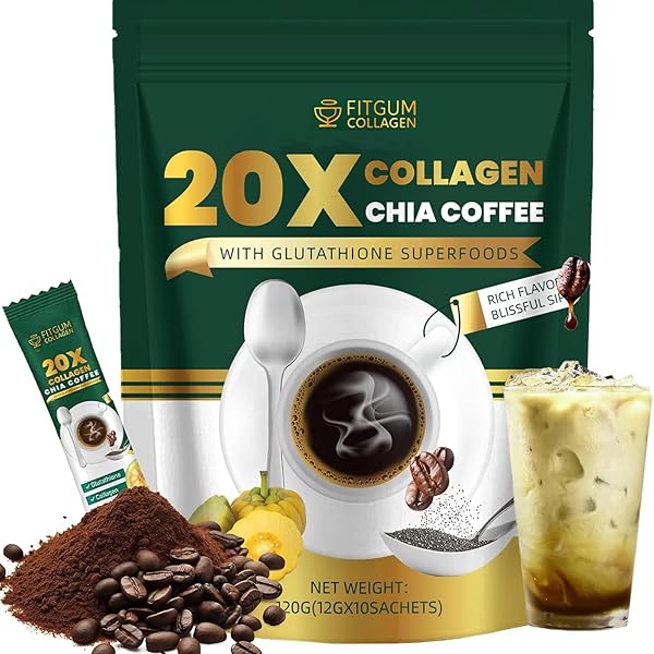 Fitgum 20x Collagen Chia Coffee with Chia Seeds and Goji to