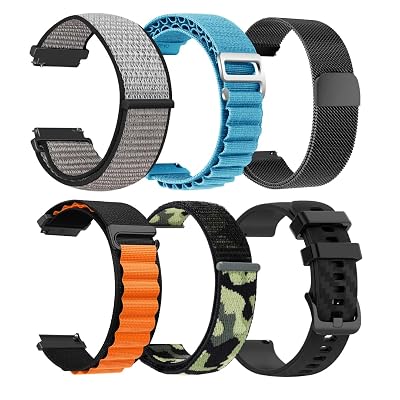 CARBINOX Band Durable 22mm Compatible Smartwatches Adjustable, Secure Fit (6 Pack)