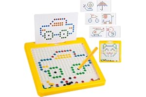 JCREN Magnetic Drawing Board for Kids, Large Magnetic Dots Board for Kids Magnetic Dot Art Magnetic Doodle Board with Magnetic Pen Beads Montessori Travel Toys Preschool Toy for Kids Ages 3-8