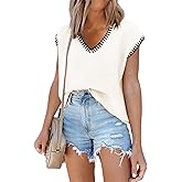 SAUKOLE Women's Sleeveless Sweater Vest Casual V Neck Cap Sleeve Knit Pullover Tank Tops 2026 Spring Clothes