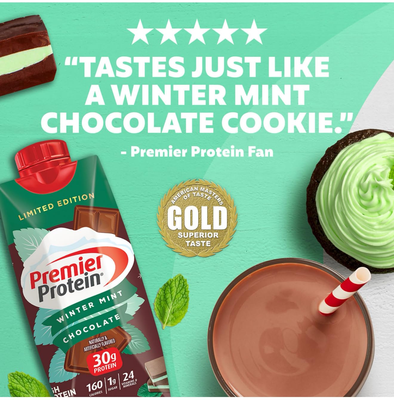 Premier Protein Winter Mint Chocolate Protein Shake 11 Fl Oz (Pack of 1)