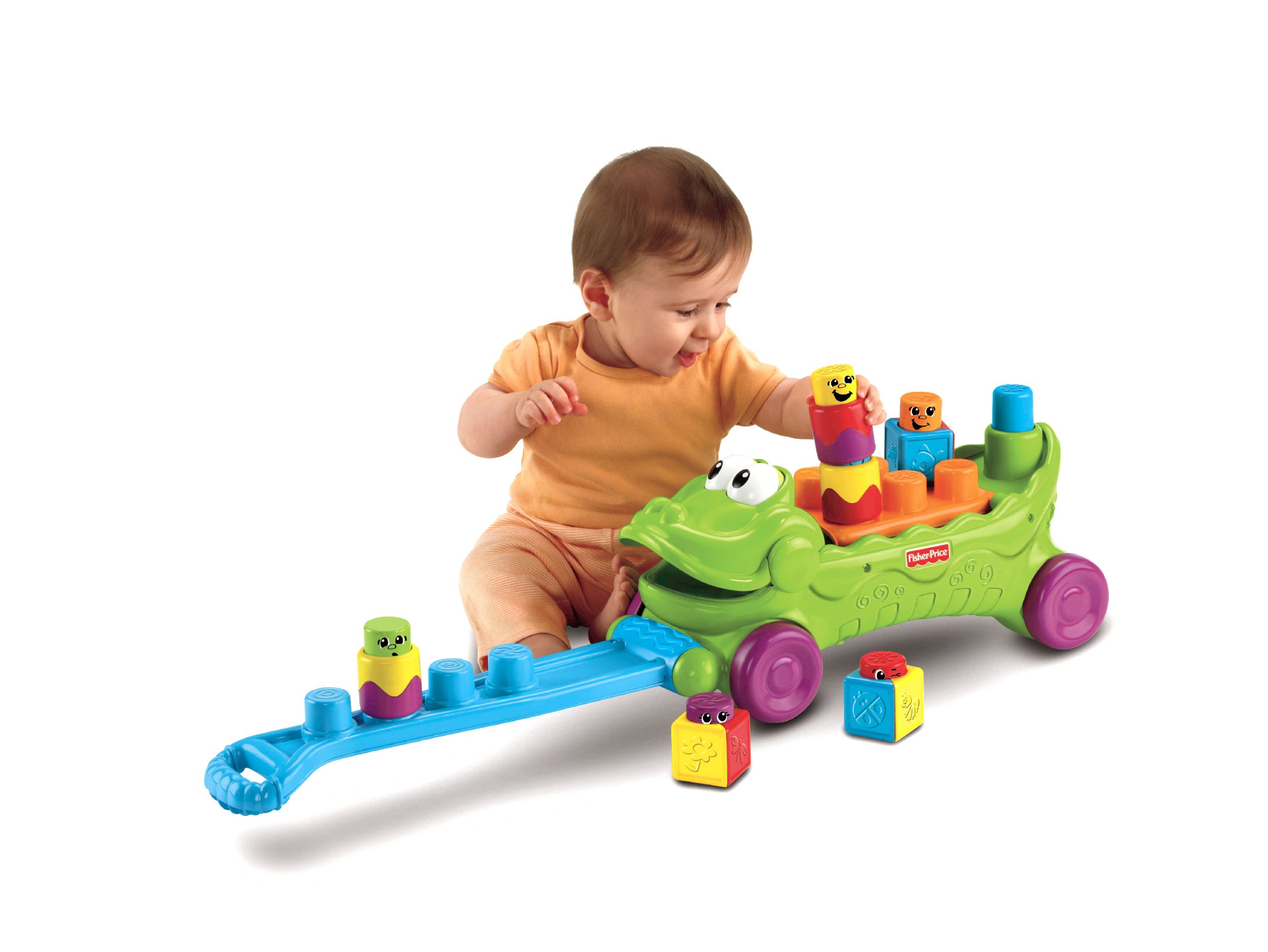 FisherPrice Stack 'n Surprise Blocks Musical Croc Block Wagon on
