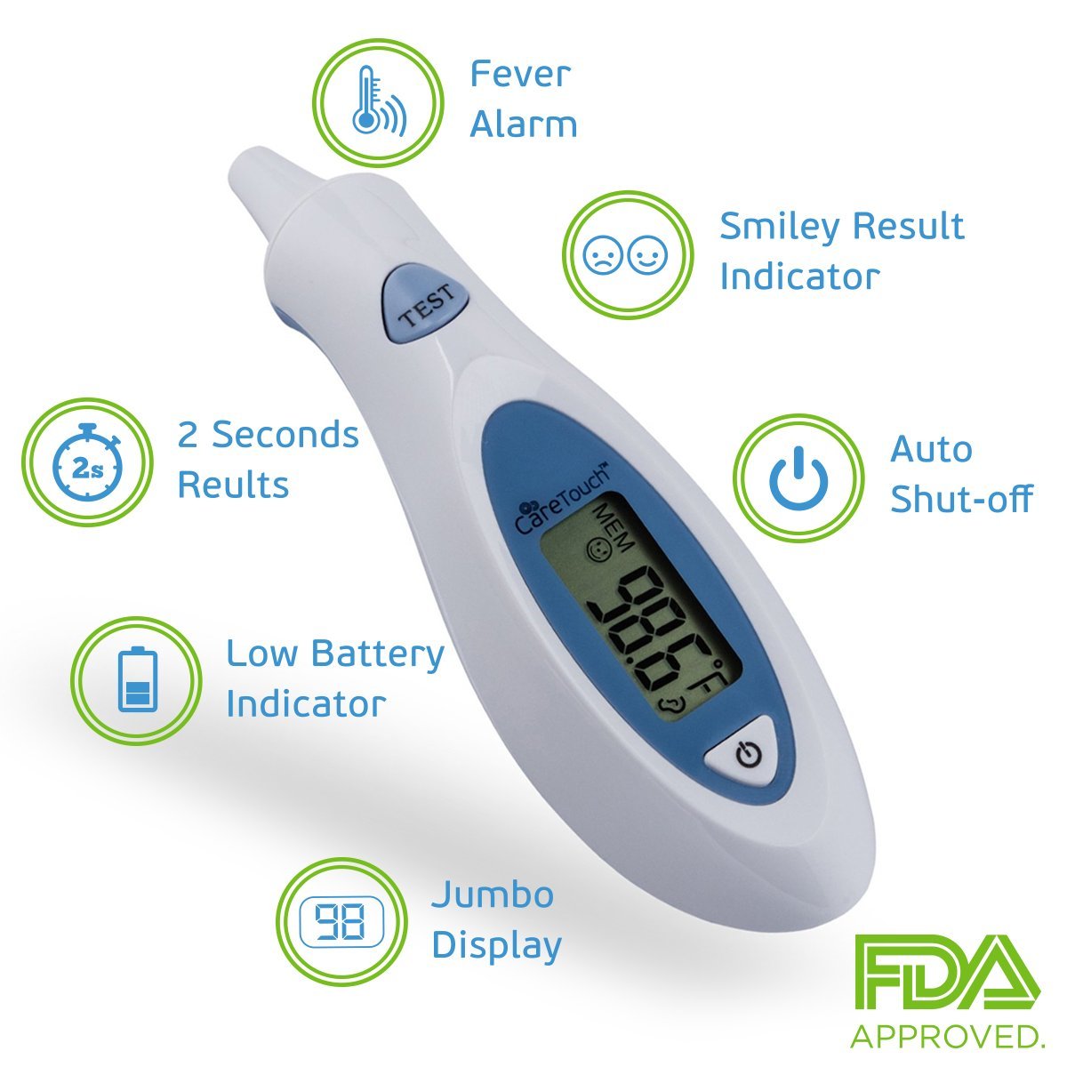 Care Touch Digital Infrared Ear Thermometer, Fast Read For Baby Child