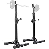 ANT MARCH Pair of Adjustable Height 40"-66" Portable Squat Rack Stands | Load 550Lbs, Sturdy Steel, Squat Rack Barbell Free Bench Press Stands, Home Gym, Dipping Station