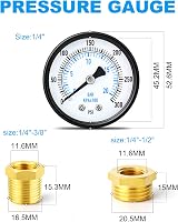 ERGAOBOY Well Pump Pressure Gauge 0-20 Bar 0-300 PSI 2 inch Dial 1/4 BSP view 2