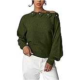 BEAUDRM Women's 3D Floral Off The Shoulder Sweater Long Sleeve Elegant Knit Tops Fall Pullovers