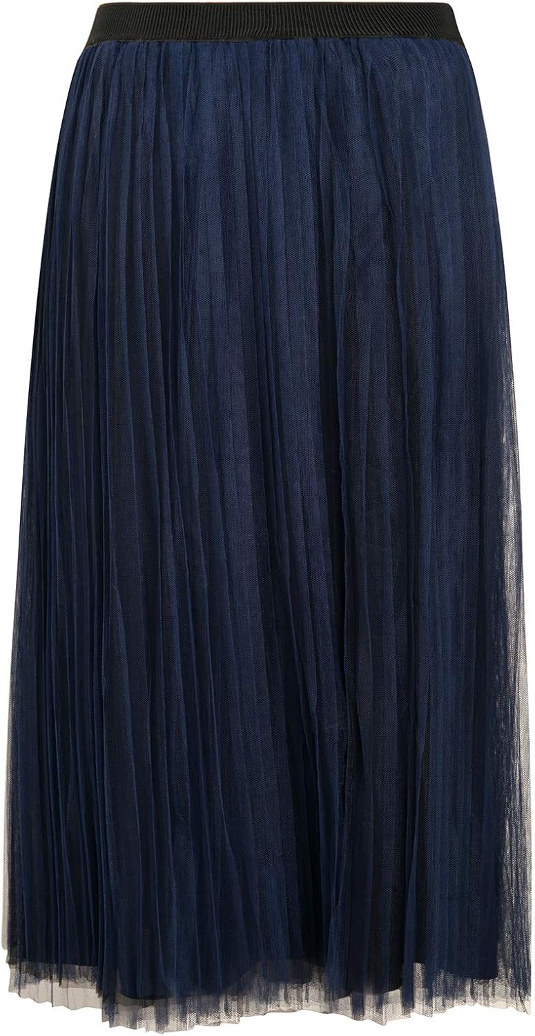 PYW Womens Long Pleated Tulle Skirt A Line Elastic Waist Mesh Tulle Midi Skirt (Black, M) at  Women’s Clothing store