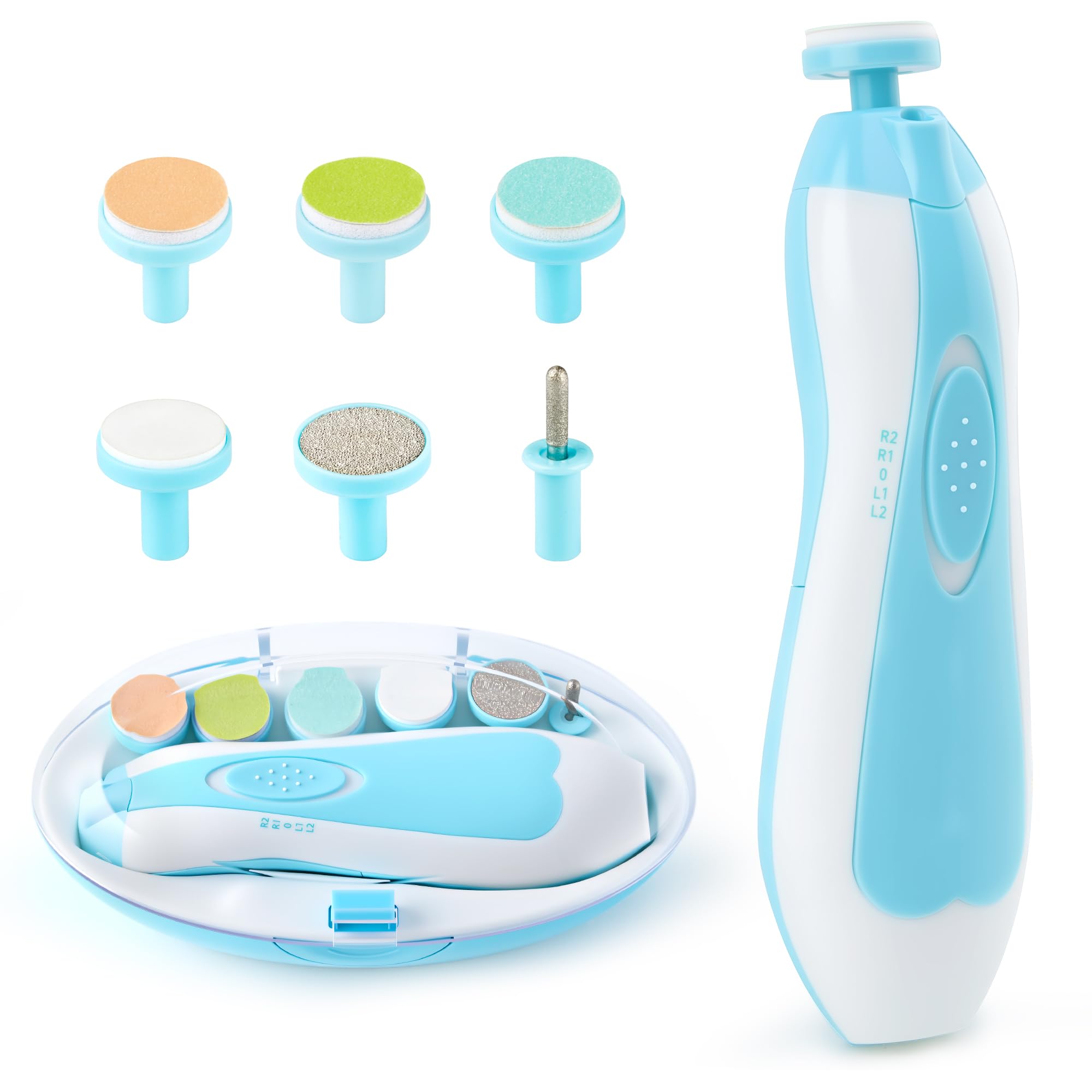 Photo 1 of Baby Nail Trimmer File with Light Safe Electric Nail Clippers Kit for Newborn Infant Toddler Kids Toes and Fingernails Care, Polish and Trim Battery Operated (AA)