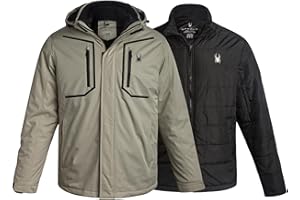 Spyder Mens Ski Jacket - 3-in-1 System Snow Waterproof Winter Jackets for Men - Mens Snowboard Jacket with Detachable Hood