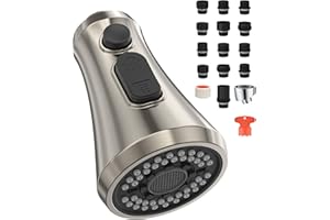 Mbillion Universal Brushed Nickel Kitchen Faucet Spray Head Replacement, 3 Function ABS Sink Faucet Head Pull-Down Nozzle wit