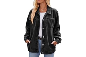 Vanfany Womens Jean Jackets Long Sleeve Fashion Button Down Denim Jacket with Pockets