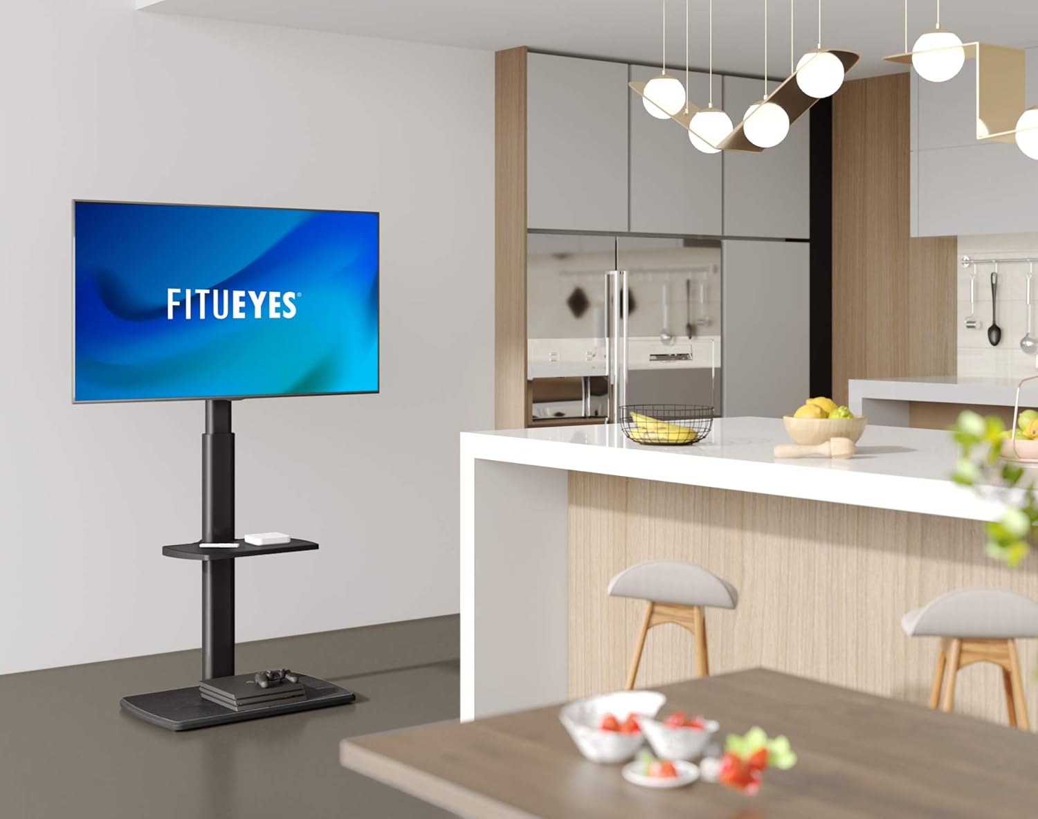 FITUEYES TV Stand Tall Corner TV Stands for Most TVs up to 65 Inches Swivel TV Mount Stand with Height Adjustable Shelf Upgrade Sturdy Wood Base: Furniture & Decor