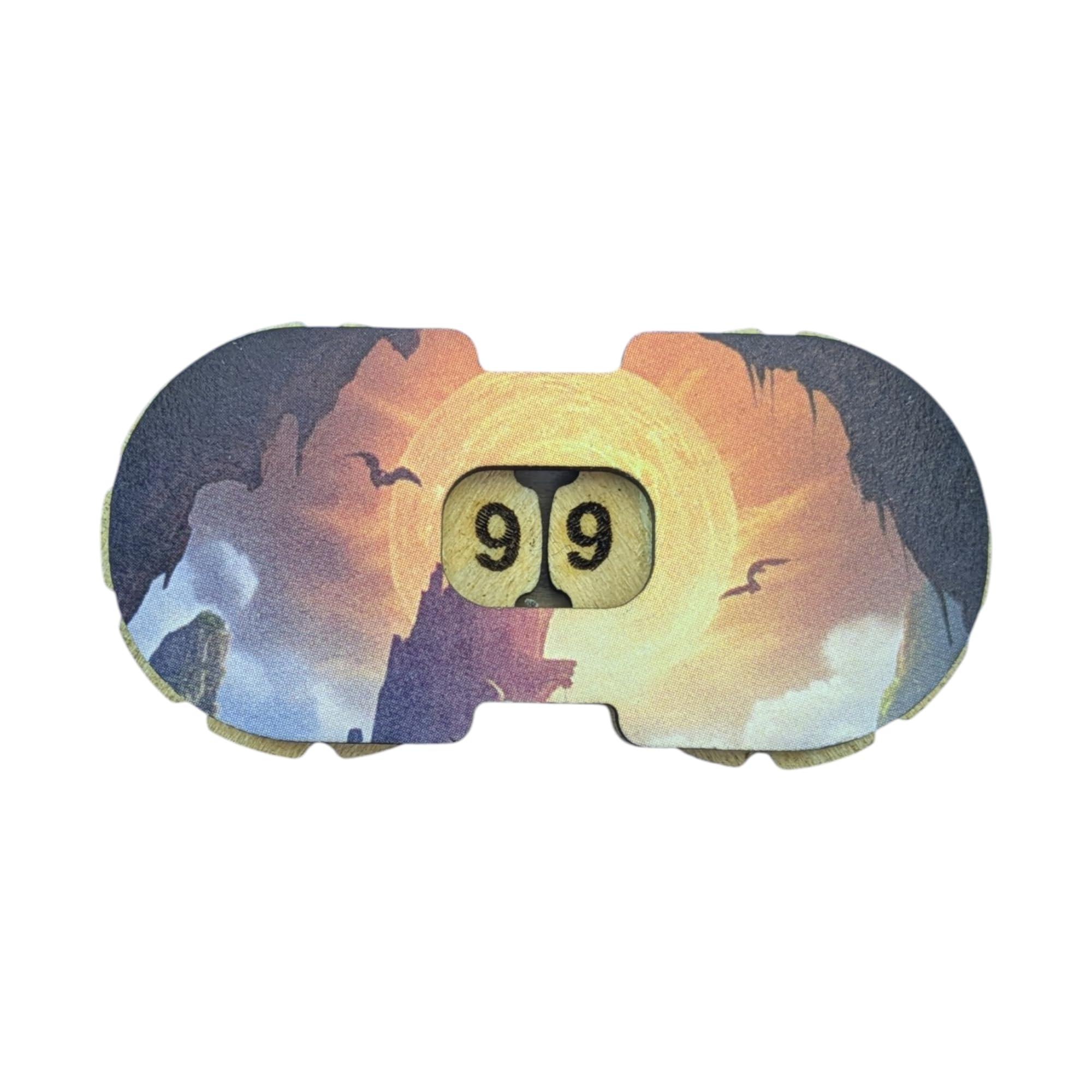 JDR Wooden Life Counter – HP 0-99 Tracker, Sunny Mountain Design, Handmade in France