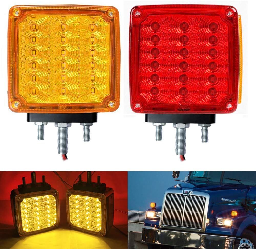LED Pedestal Lights Amber/Red Double Face 39 LED Turn