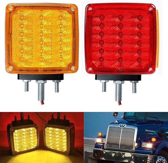 LED Pedestal Lights Amber/Red Double Face 39 LED Turn