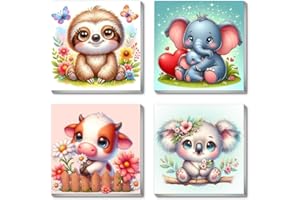 CANRICHSHOP 4 Pack Paint by Numbers Kit for Kids with Frame,Cute Animals Painting Kits for Kids Ages 8-12,Easy Paint by Number Kids Paint for Beginner,DIY Acrylic Oil Painting Kit for Wall Decor(8X8inch)