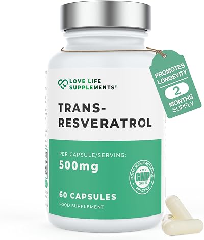 Love Life Supplements High Strength Trans-Resveratrol 98% 500mg 60 Caps