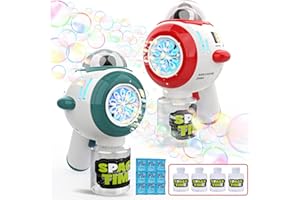 Skirfy 2 Bubble Guns for Toddlers, Bubble Machine Gun for Kids, Automatic Bubble Maker with Light Sounds, Bubble Machine for Parties, Bubble Blaster Valentines Toys Easter Gift
