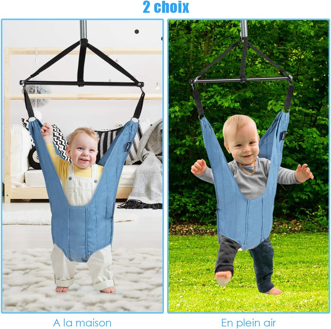 Goplus Siege Sauteur Suspendu Pour Bebe 6 12 Mois Bleu Charge Max 12kg Sauteur De Porte Enfant Bebe Pliable Et Reglable En Hauteur 29 93cm Avec Clip De Porte Antiderapant Bebe Et Puericulture Eveil
