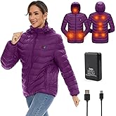 OAOA innovation Heated Jackets for Women, 9 Heating Areas With 10000mAh Power Bank,Winter Warm Outdoor Ski Coat
