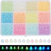 SUNNYCLUE 1 Box 7920Pcs Seed Bead Glass 2mm Glow in The Dark Bead Luminous Transparent Glass Round Seed Beads Glass Seed Bead Spacer Loose Beads for Jewelry Making DIY Earrings Bracelets Necklace