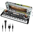 61 Key Piano Keyboard, Beginner Electronic Keyboard for Kids with Teaching Mode, 6 Demo Songs, 16 Tones, Microphone and Power Supply, Kids Piano Keyboard for Birthday Gift