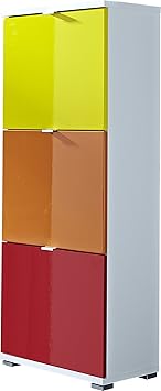 Germania 8795-84 4-tlg. Schuhschrank-Set Colorado in Weiß (Gelb/Orange/Rot), 53 x 132 x 30 cm (BxHxT)