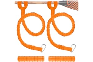 Kayak Paddle Leash and Grips Set, Stretchable Paddle Strap Anti-Loss Safety Leash with Carabiner, No-Slip Silicone Wraps Blis