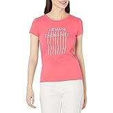 Armani Exchange Women's Crew Neck Slim Fit Falling Sequin Script Logo Tee, Highlight, X-Large