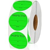 Gueevin 1000 Pcs QC Stickers 2 Inch Quality Control Labels, Inspected by | Writeable Inventory Approval, Fluorescent Green Permanent Adhesive, For Shipping Warehouse Organization and Tracking