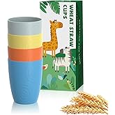 Homienly Drinking Glasses & Shatterproof Cups Set of 4 | Premium Wheat Straw, Non-Toxic Reusable Plastic Cups | Dishwasher & Microwave Safe for Beach, Camping... (12 oz, Beach Color)