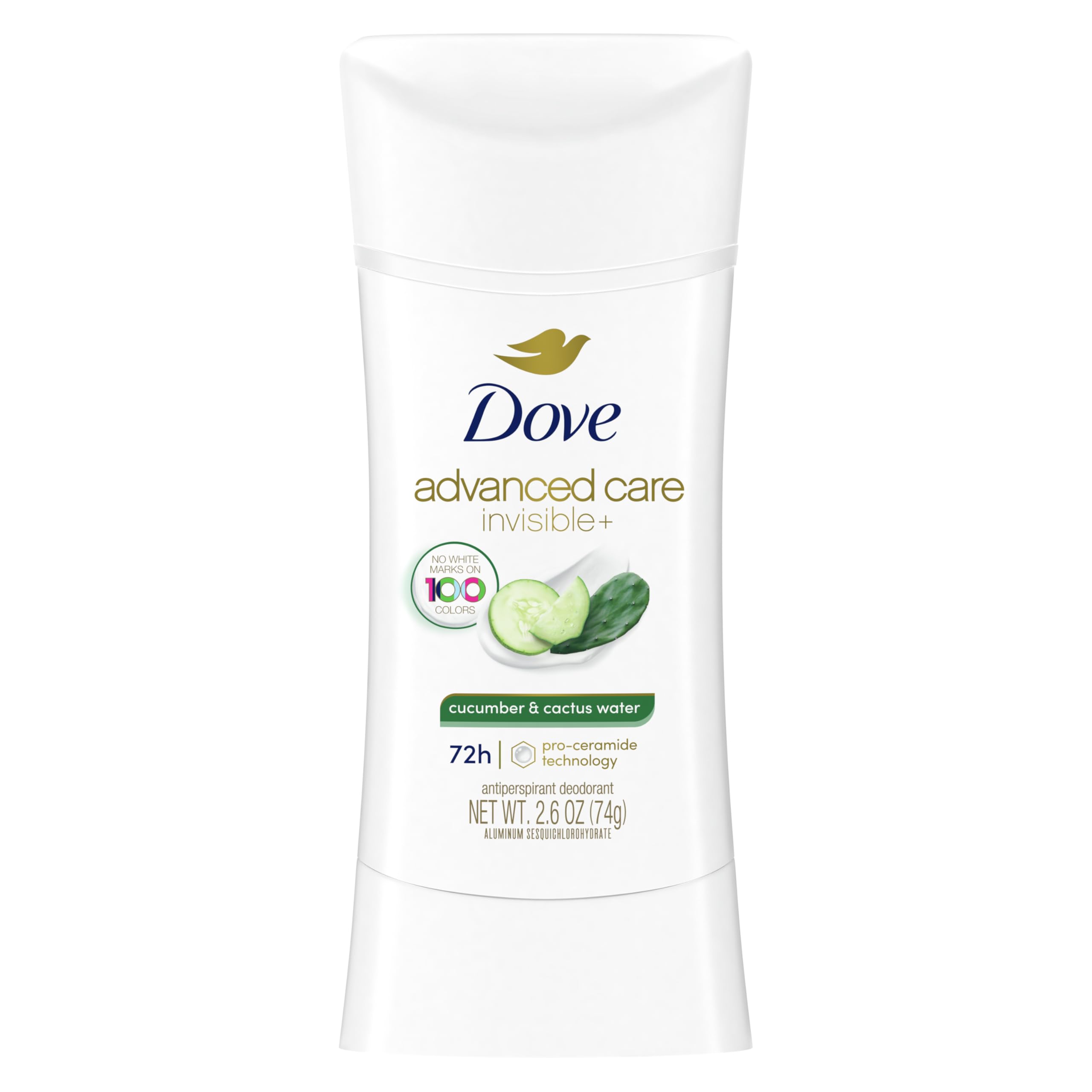 Dove Advanced Care Invisible+ 48HR- Solid Deodorant Cucumber & Cactus 2.6Oz