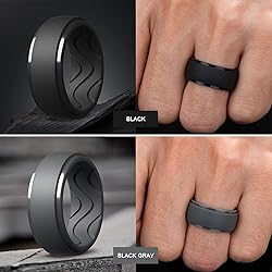 Egnaro Men's Silicone Rings 10mm Wide 2.5mm