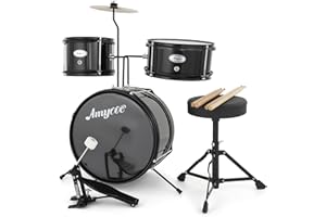 3-Piece Drum Set - Complete Junior Drum Kit with Cymbal, Stool, Sticks & Pedal. The Perfect Beginner Kit for Boys & Girls, Bl